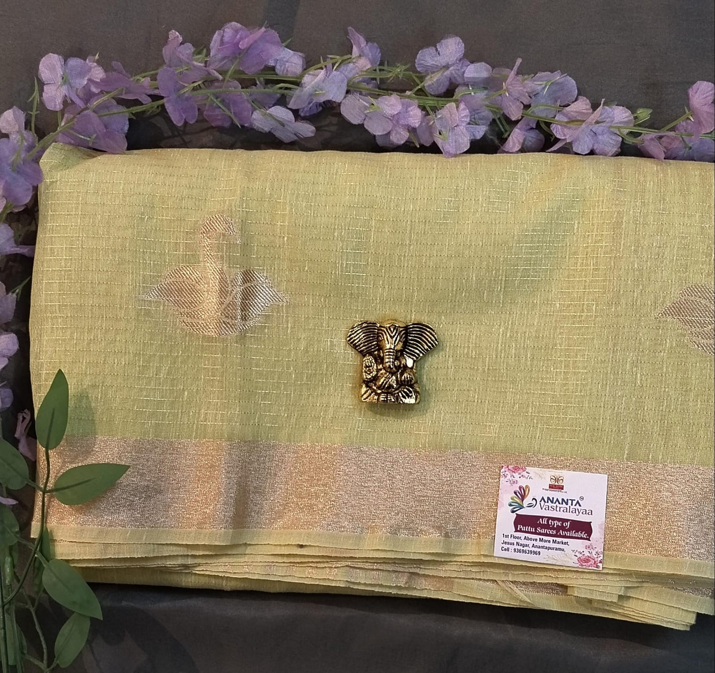 Baby Pink Tussar Silk Saree with Big Buttas