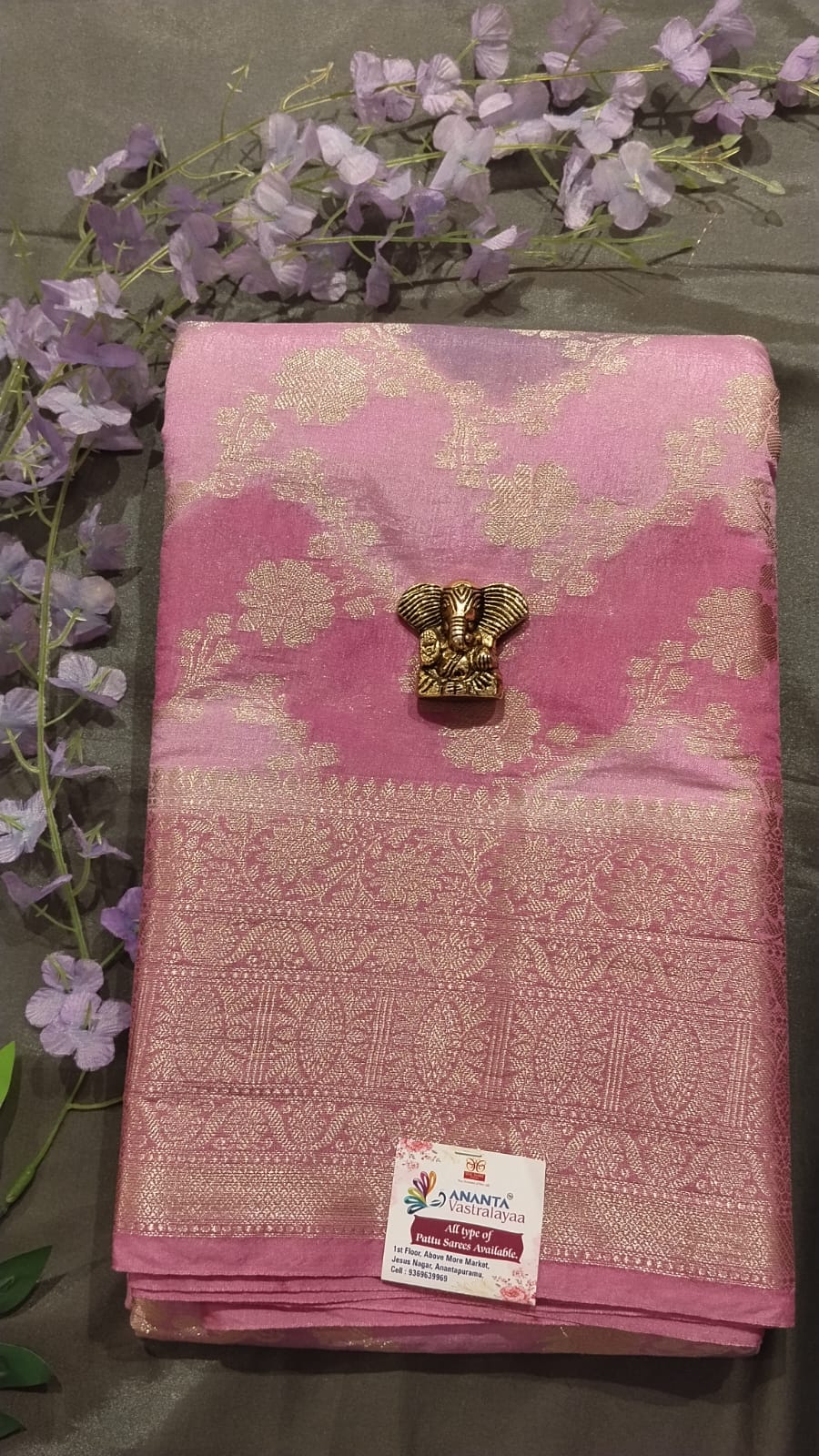 Cream & Multicolor Raw Silk Saree