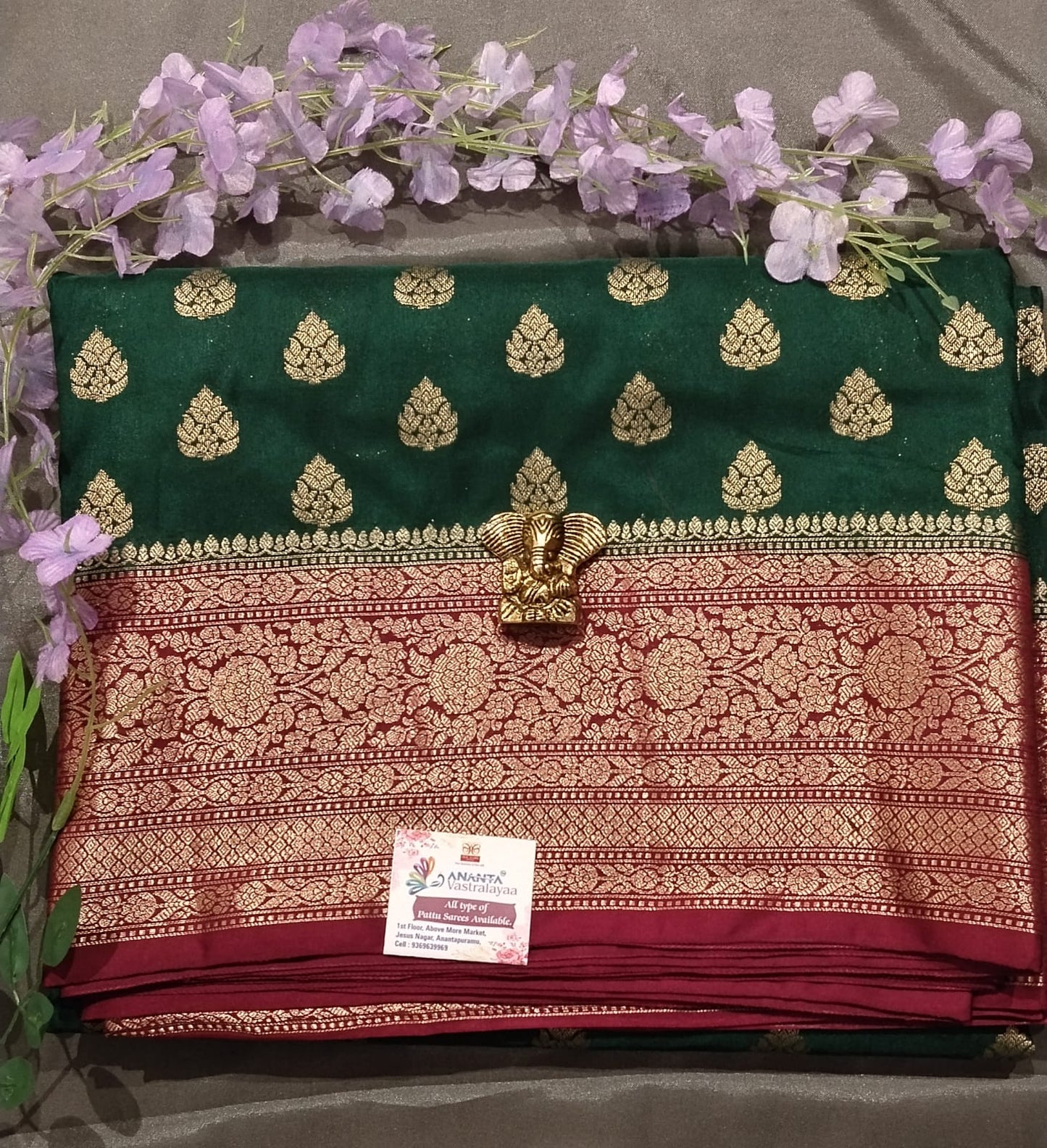 Red Raw Silk Saree with Small Butta Design