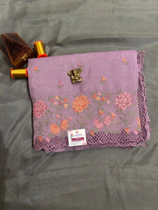 Yellow Crush Chiffon Saree