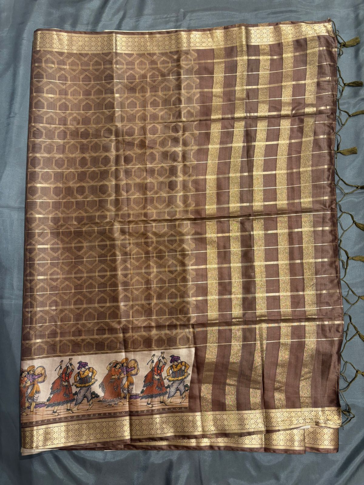 Brown Pure Milan Silk Saree