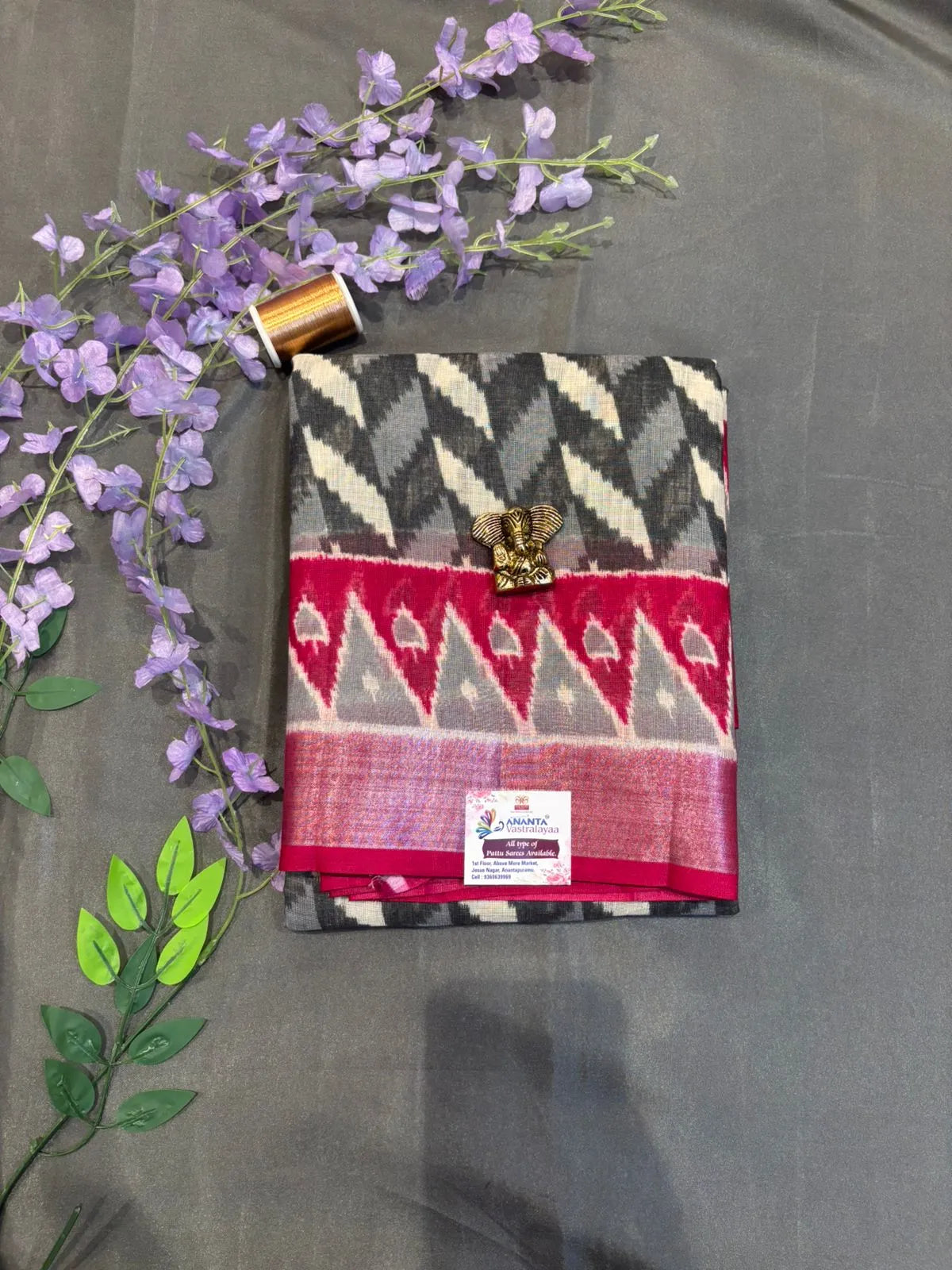 Pink Printed Cotton Saree