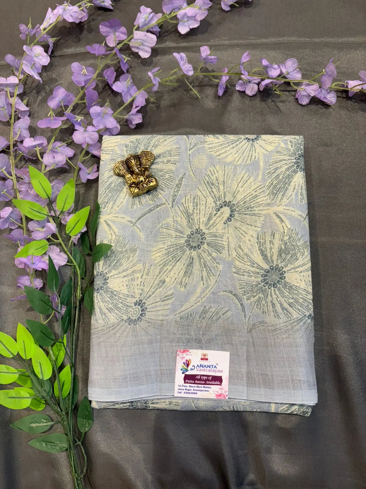 Brown Printed Cotton Saree