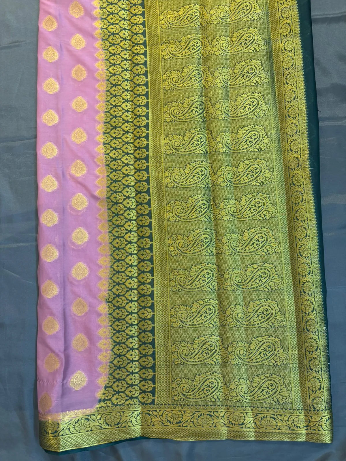 Pink Mysore Crap Silk Saree