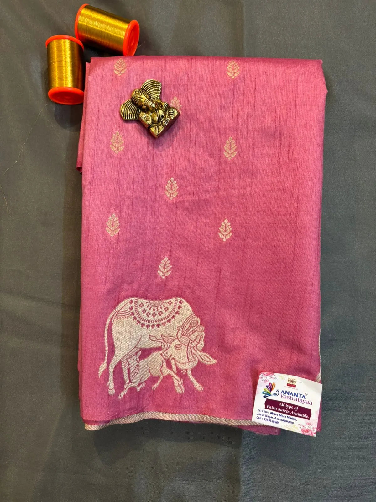 Blue Mashru Silk Saree with Gap Border