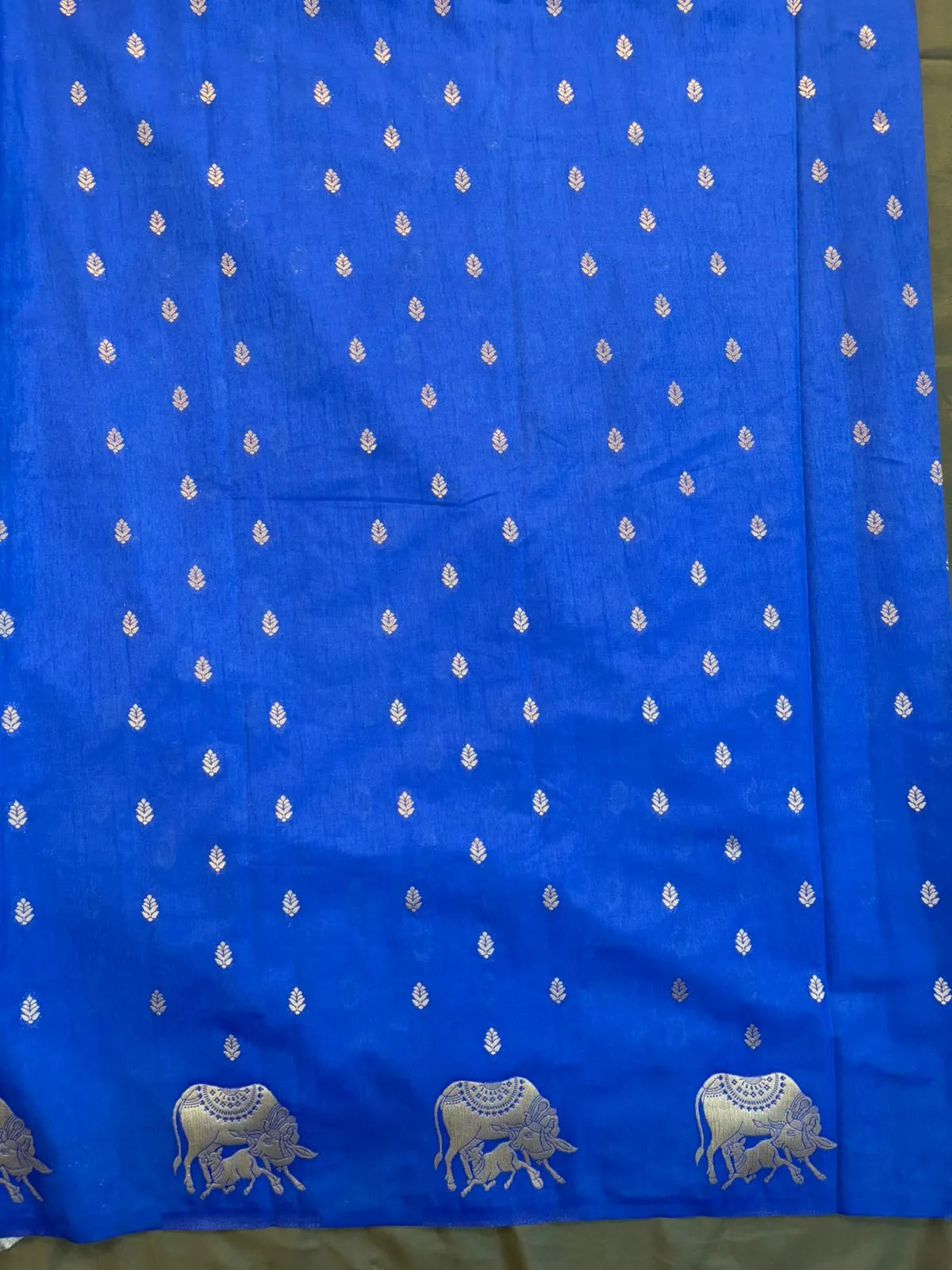 Blue Mashru Silk Saree with Gap Border
