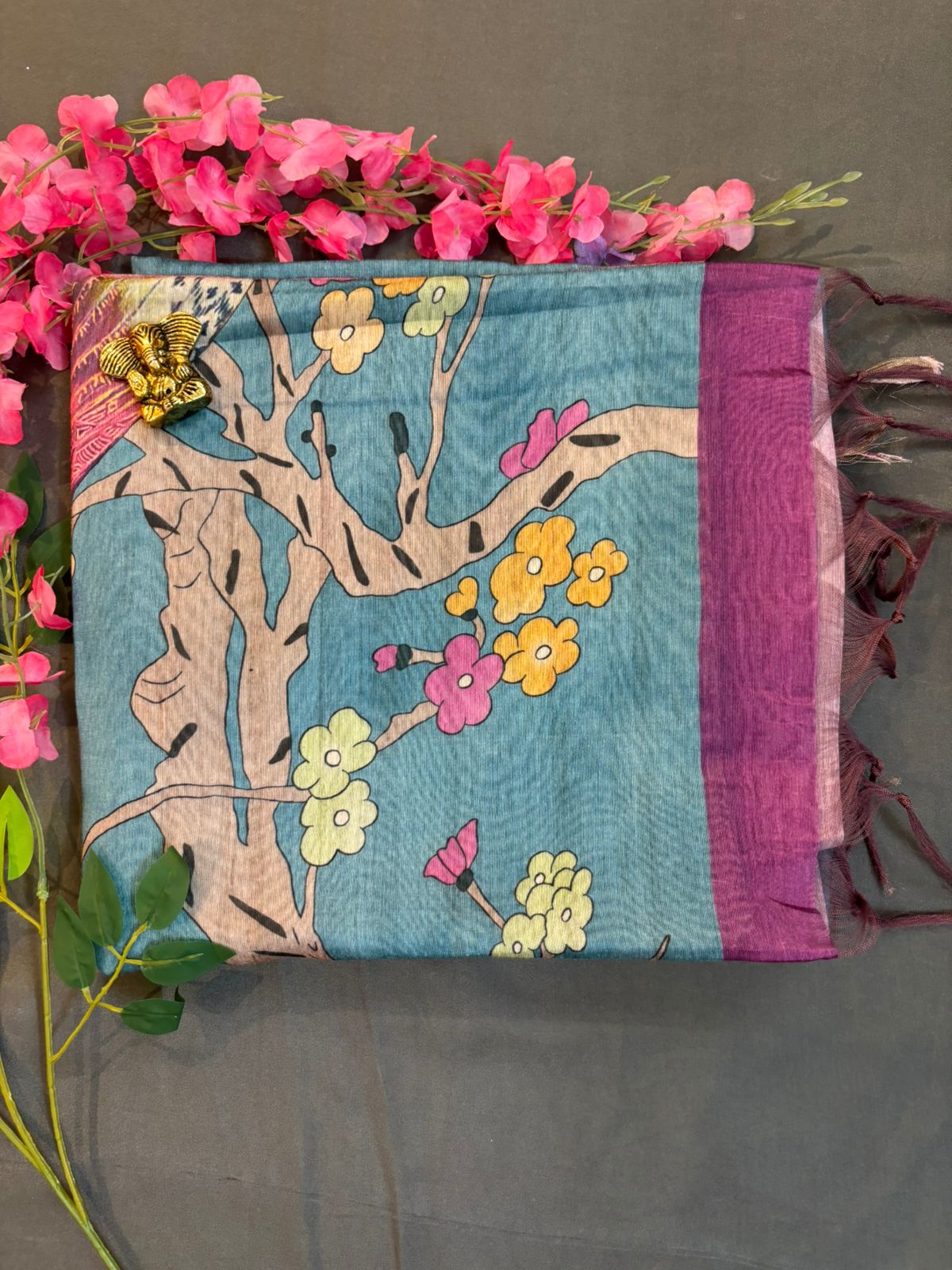 Violet Tussar Saree