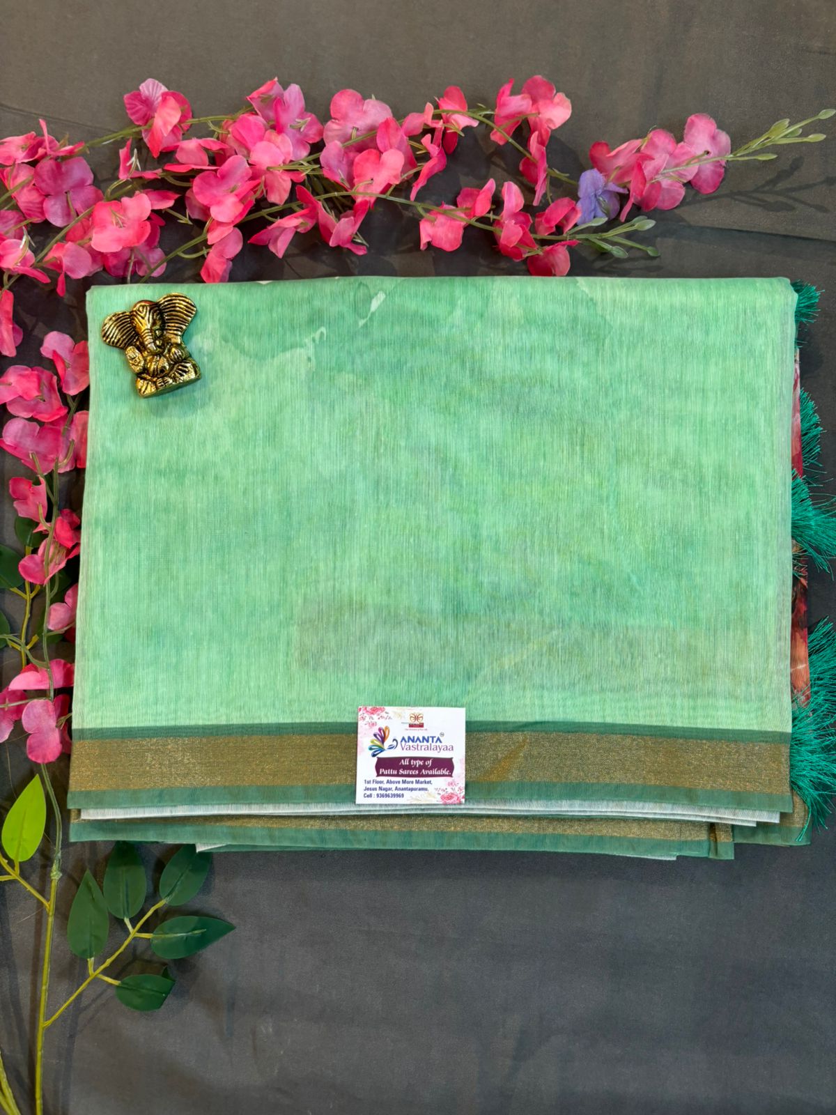 Sky Blue Chanderi Silk Saree