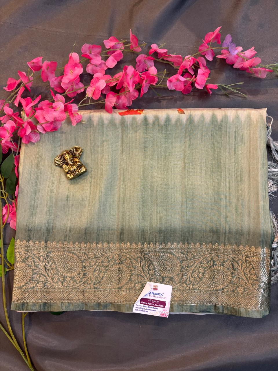 Light Pink Silky Tussar Saree