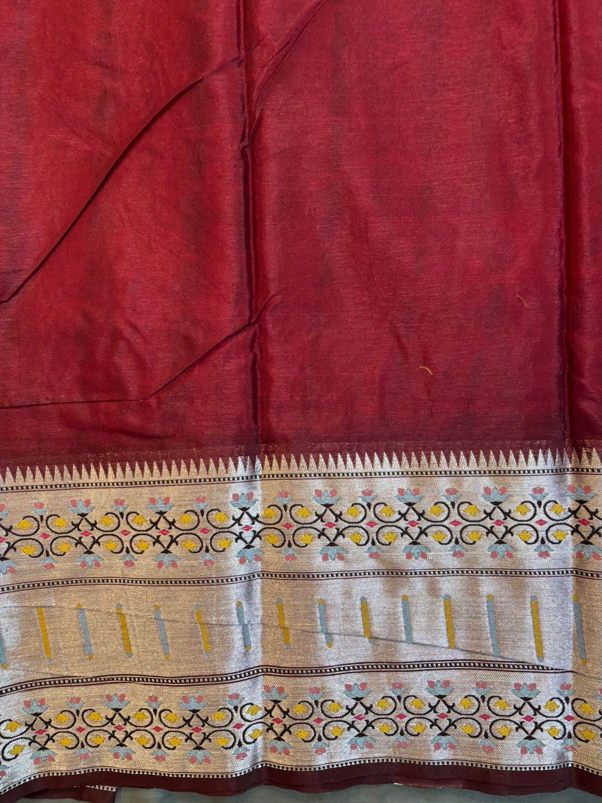 Red Raw-Mango Silk Saree