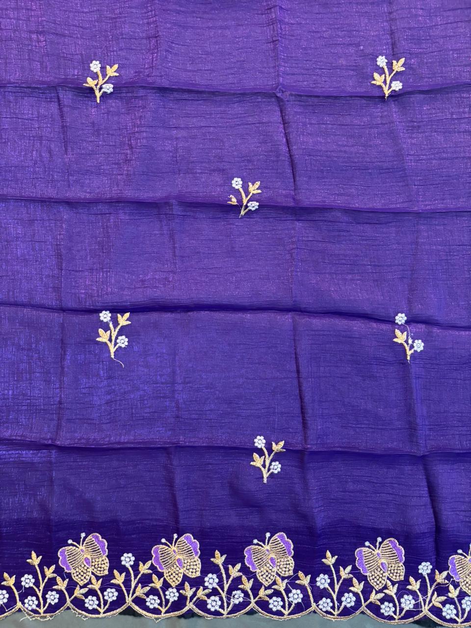 Purple Zimichoo Saree with gold jerry thread embroidery