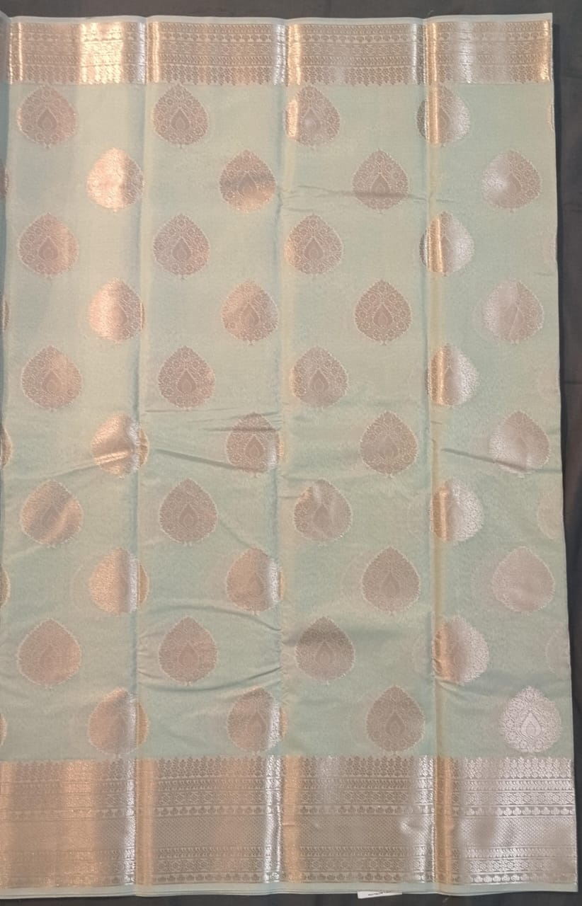 Sea Green Kanchi Silk Saree with Self Border