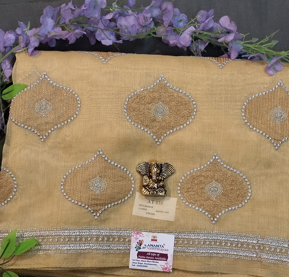 Light Purple Linen Net Saree with Zari Work