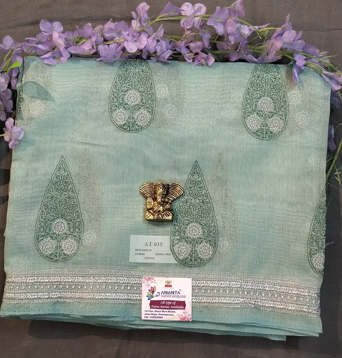 Baby Pink Linen Net Saree with Thread Work