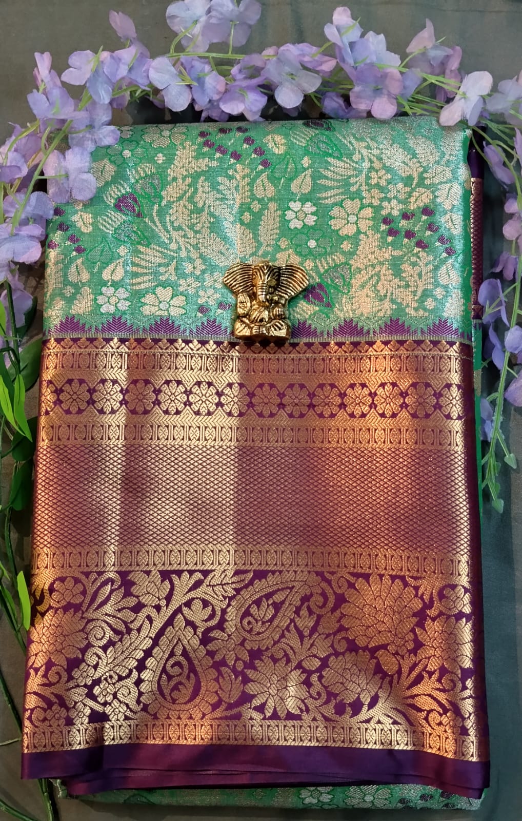 Sky Blue Kanchi Pattu Silk Saree