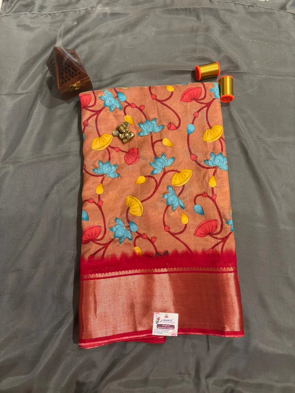 Wine Colour Dola Silk Saree