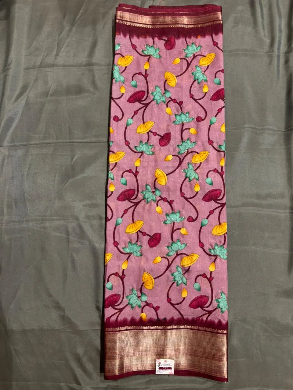 Wine Colour Dola Silk Saree