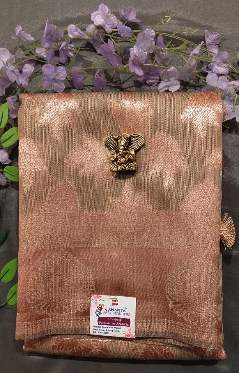 Sky Blue Munga Silk Saree with Copper Border