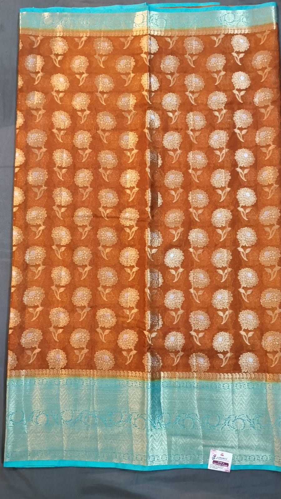 Mustard Yellow Jarget Silk Saree with Big Buttas
