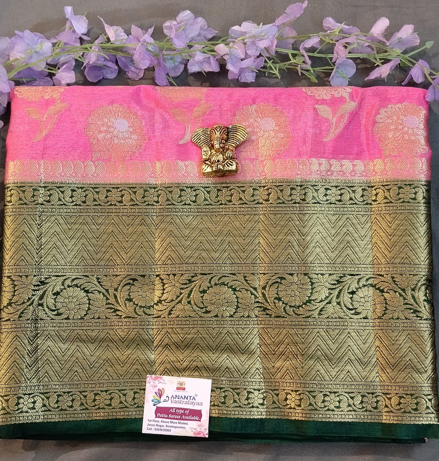 Mustard Yellow Jarget Silk Saree with Big Buttas