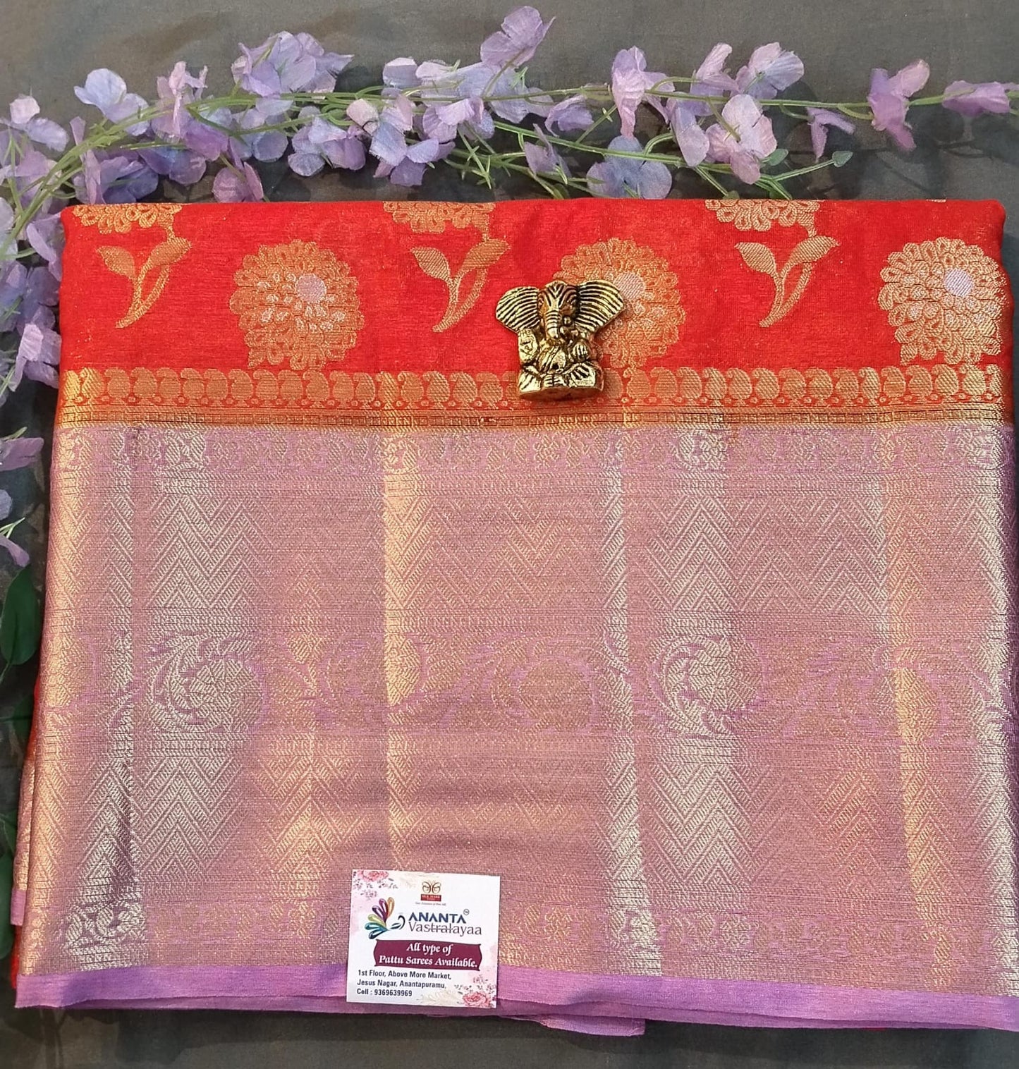 Mustard Yellow Jarget Silk Saree with Big Buttas