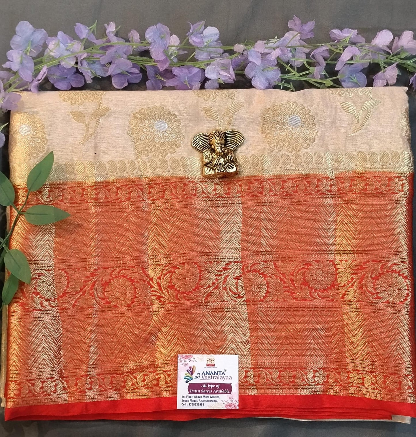 Mustard Yellow Jarget Silk Saree with Big Buttas