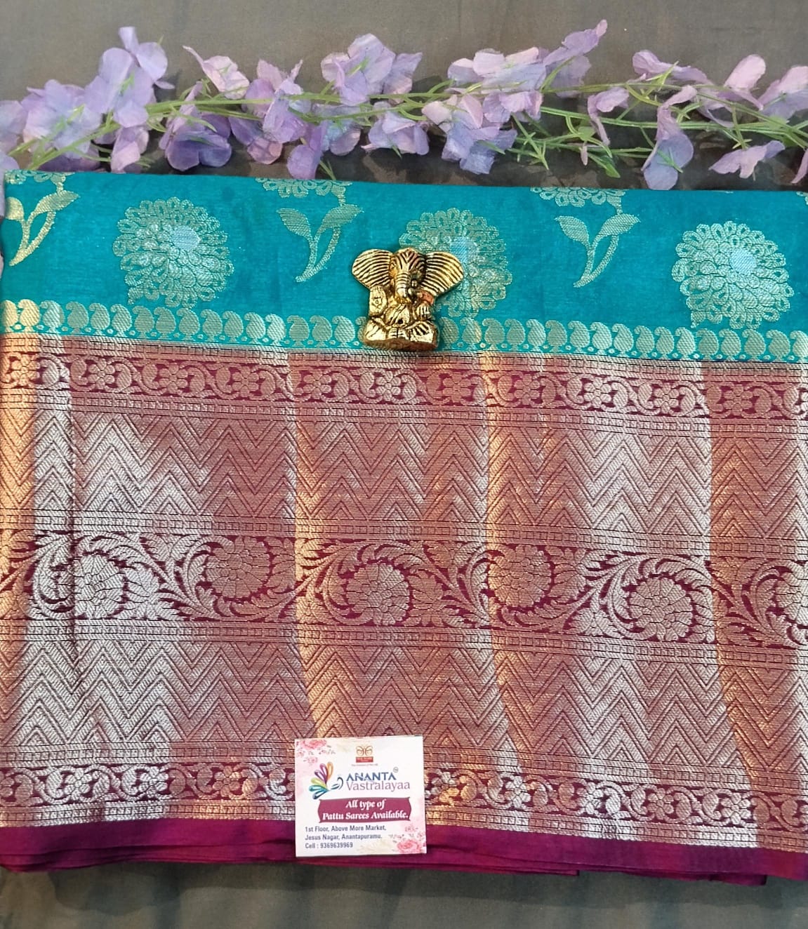 Mustard Yellow Jarget Silk Saree with Big Buttas