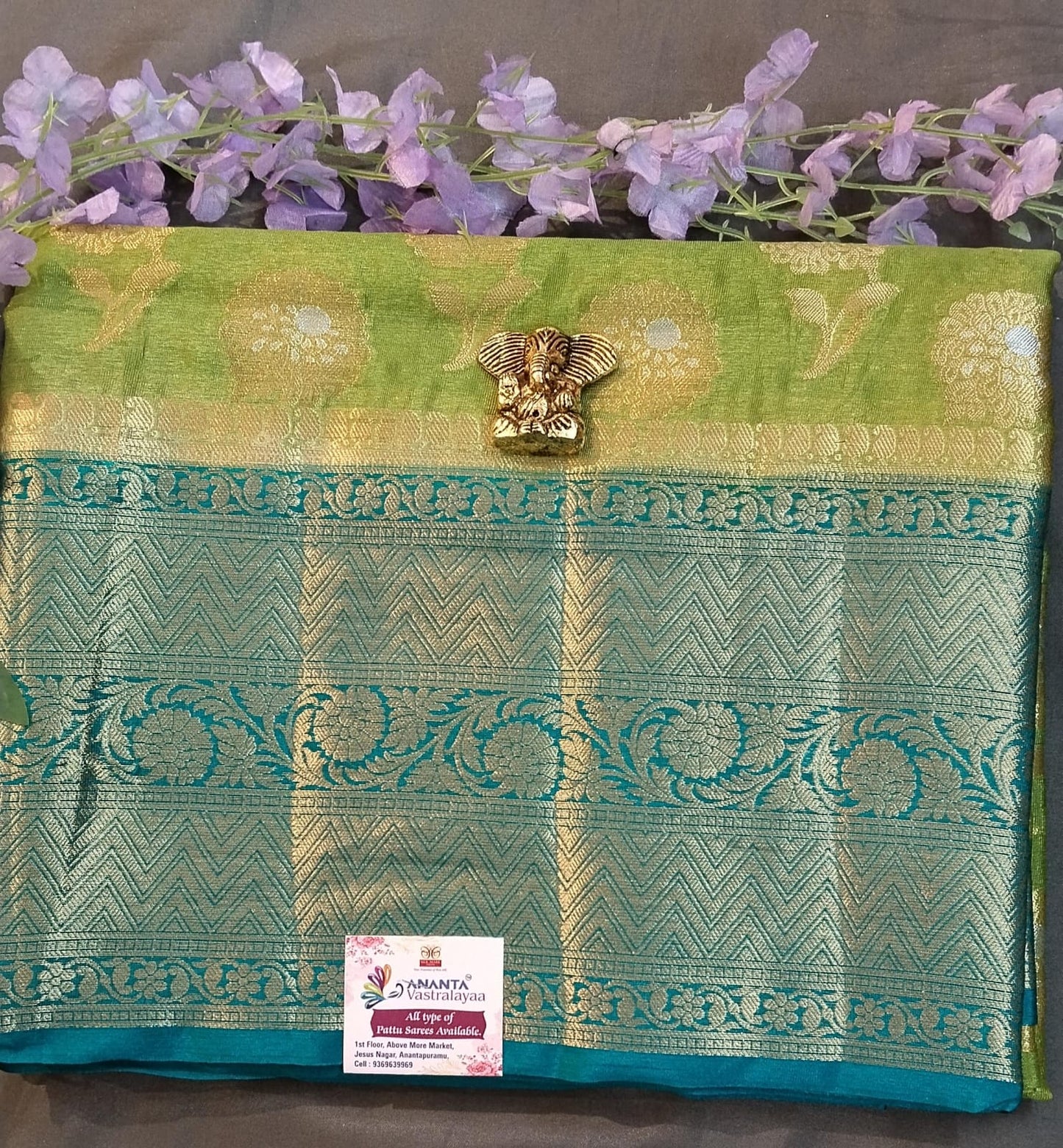 Mustard Yellow Jarget Silk Saree with Big Buttas