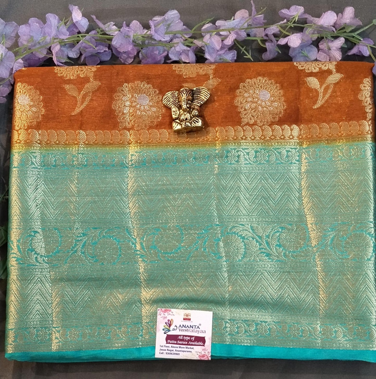 Mustard Yellow Jarget Silk Saree with Big Buttas