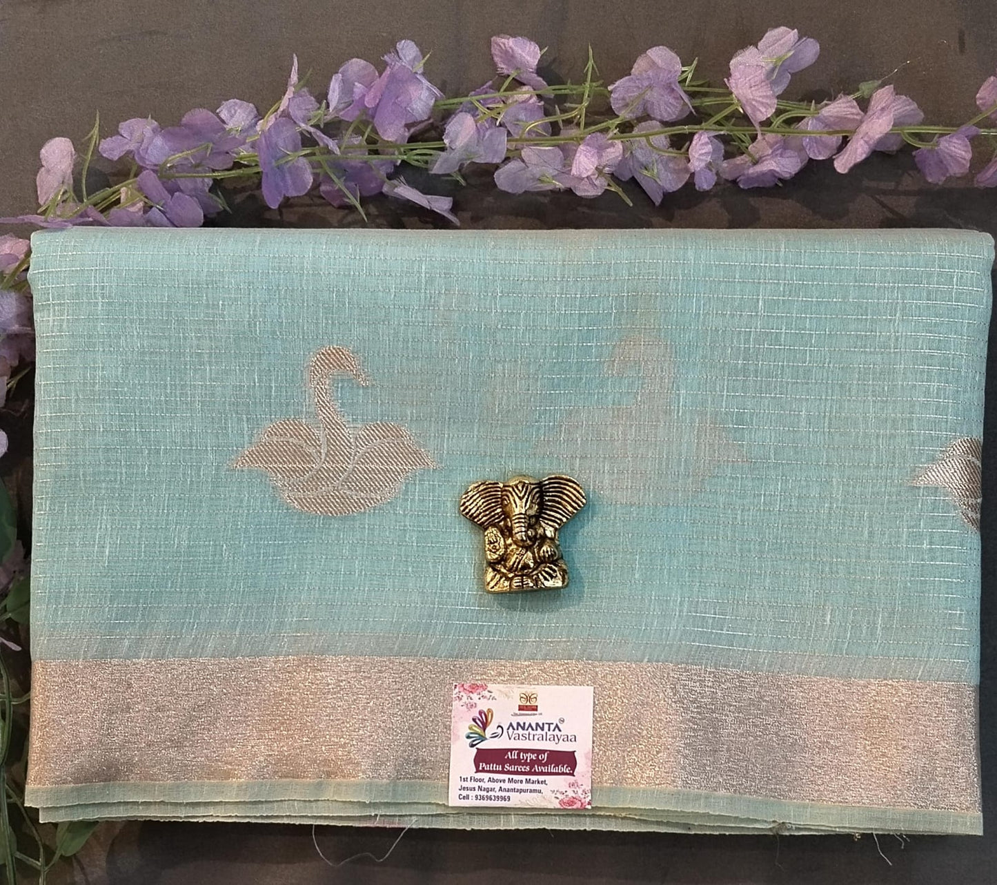 Baby Pink Tussar Silk Saree with Big Buttas