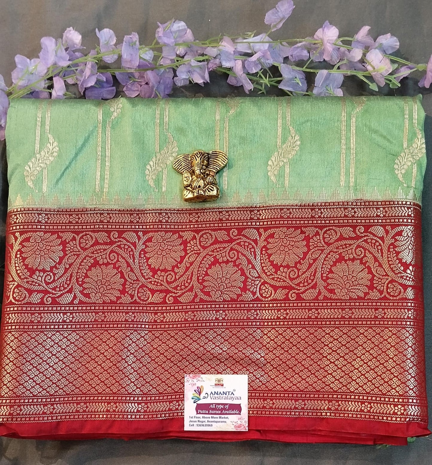 Mehandi Green Kacha Mango Silk Saree
