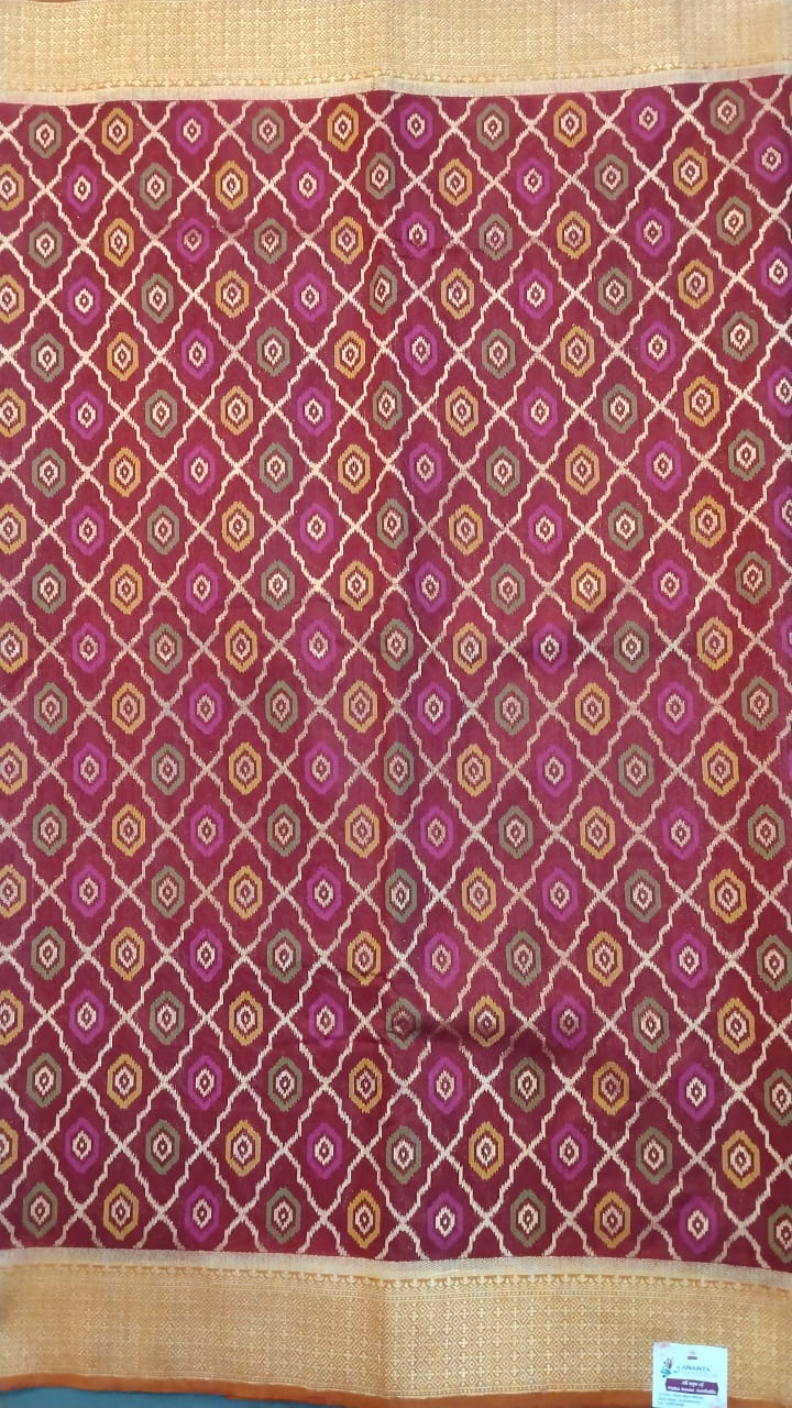 Maroon Nylon Dola Silk Saree with Zari Work