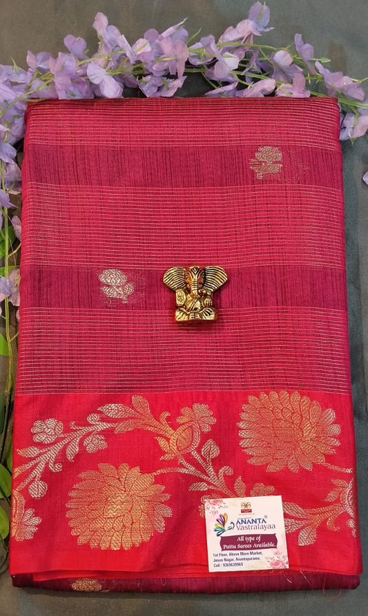 Pink Rasmi Silk Saree with Zari Work