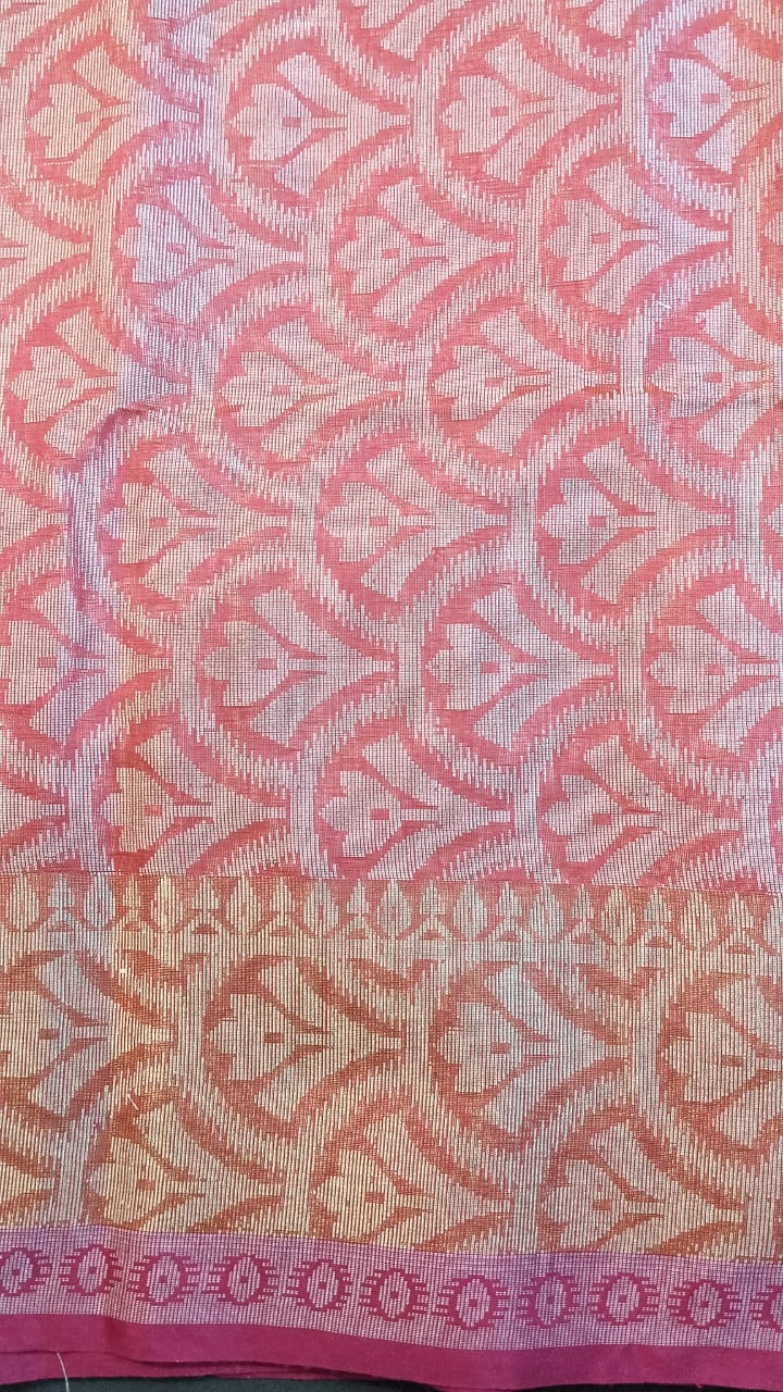 Orange & Pink Chanderi Silk Saree