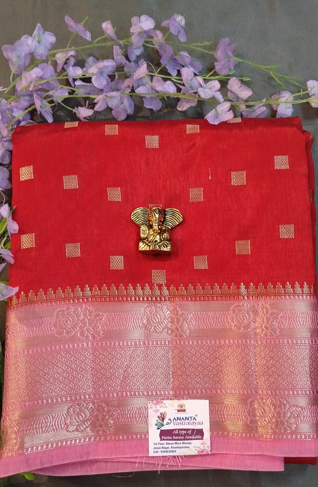 Blue Banarasi Silk Saree with Temple Border