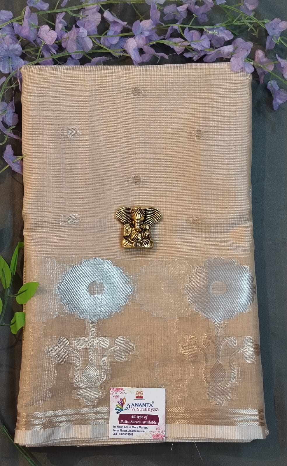 Baby Pink Pure Kota Silk Saree with Zari Work