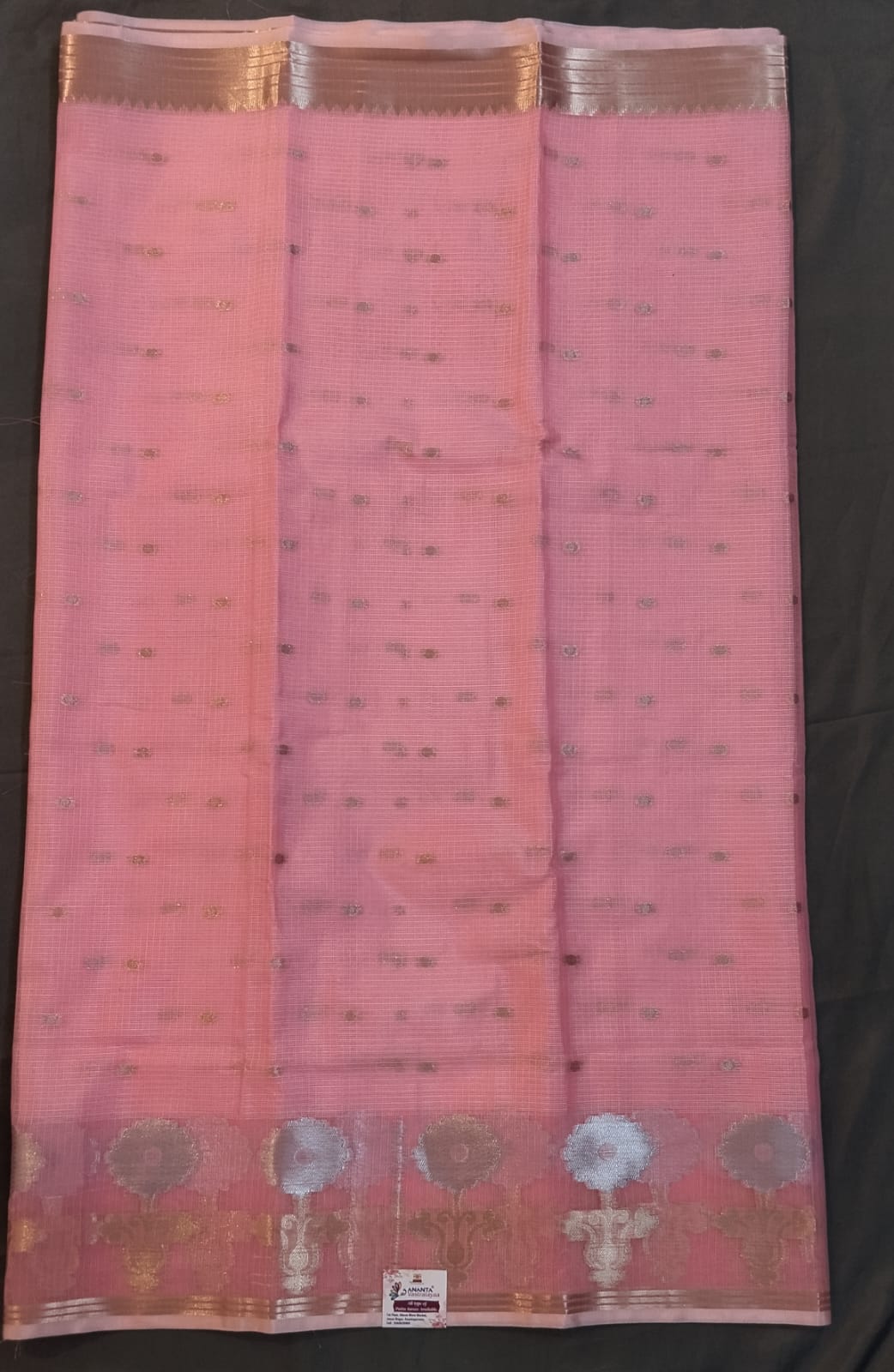 Baby Pink Pure Kota Silk Saree with Zari Work