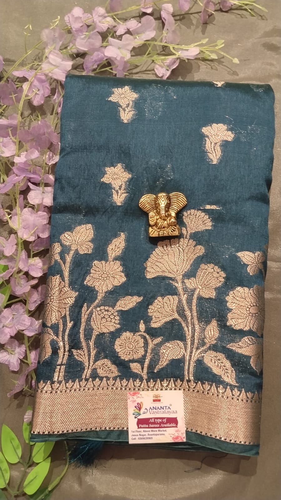 Dark Green Mango Silk Saree with Pichwai Work