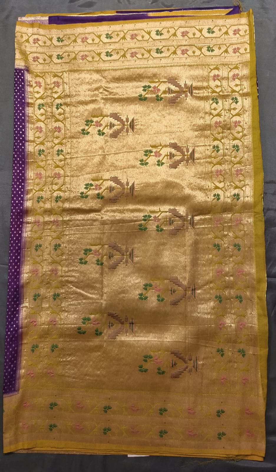 Purple Jarget Butta Silk Saree with Pythoni Border