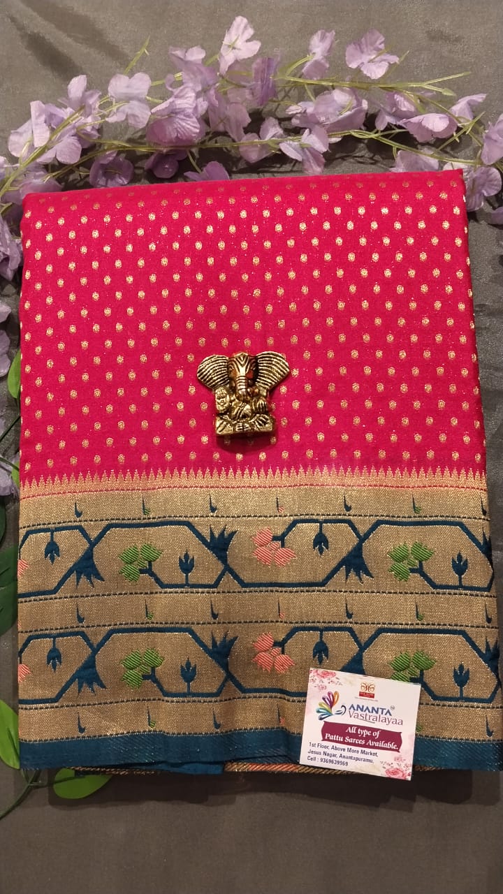 Purple Jarget Butta Silk Saree with Pythoni Border