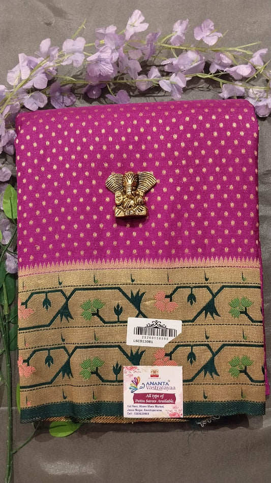 Purple Jarget Butta Silk Saree with Pythoni Border