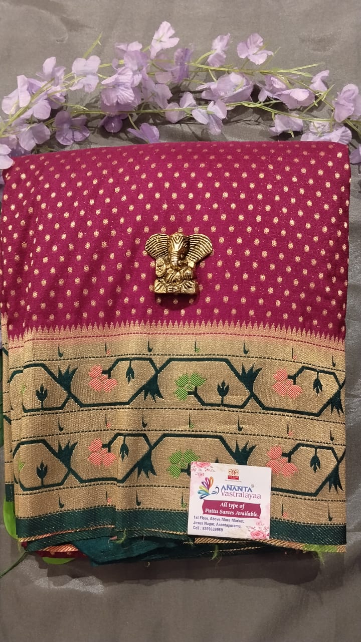 Purple Jarget Butta Silk Saree with Pythoni Border