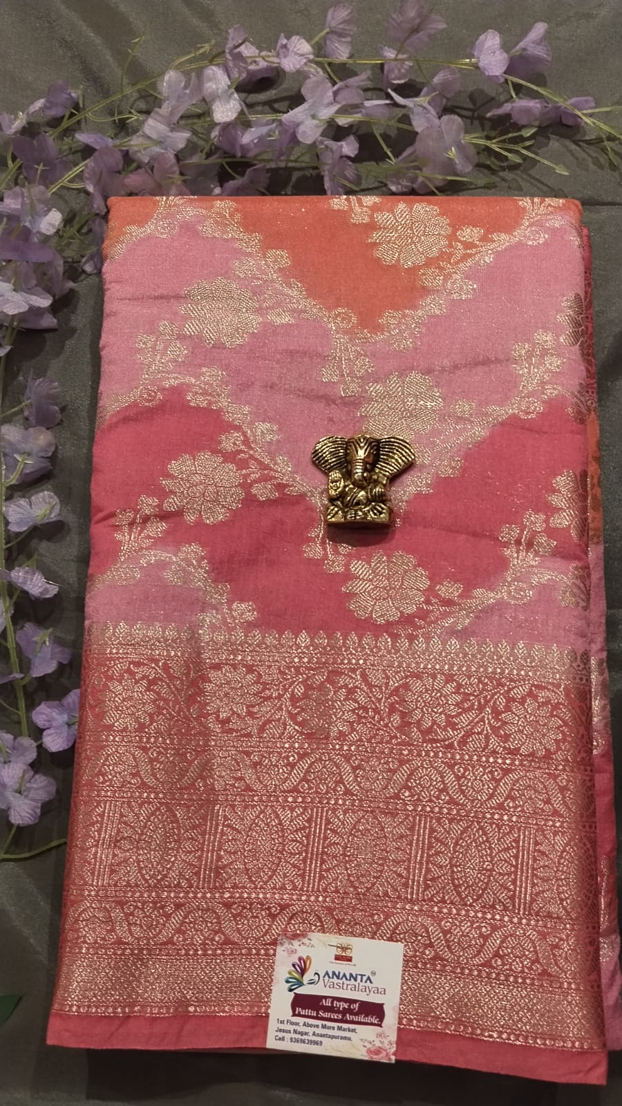 Cream & Multicolor Raw Silk Saree