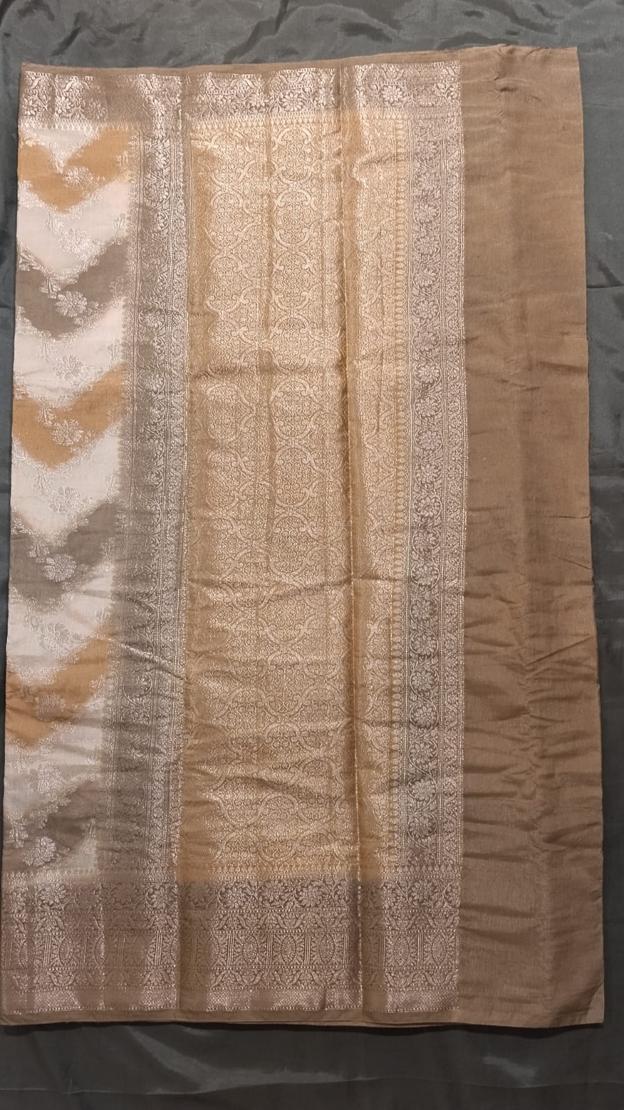 Cream & Multicolor Raw Silk Saree