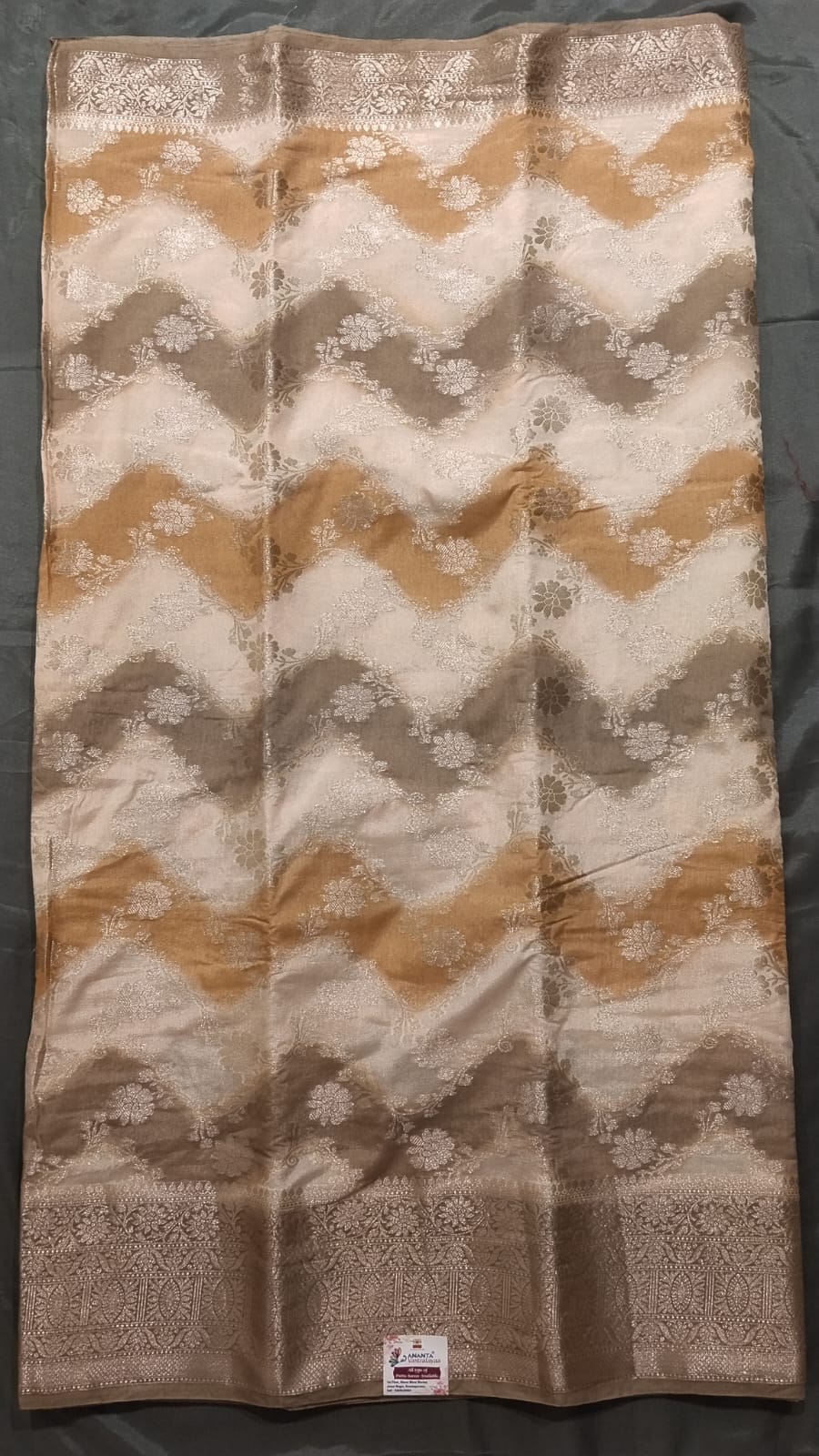 Cream & Multicolor Raw Silk Saree