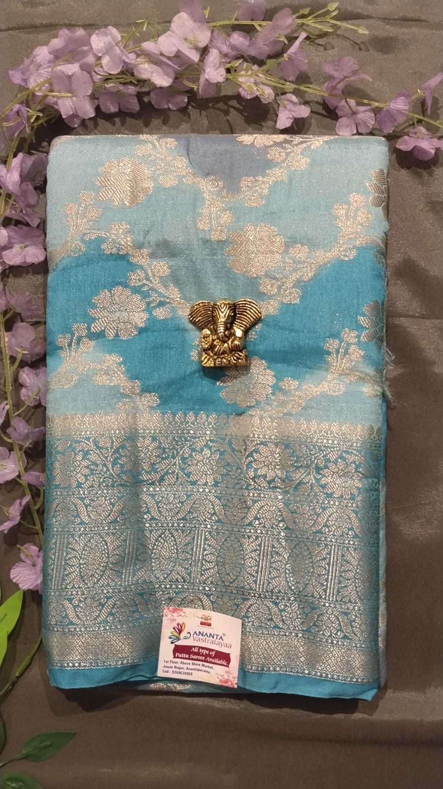 Cream & Multicolor Raw Silk Saree