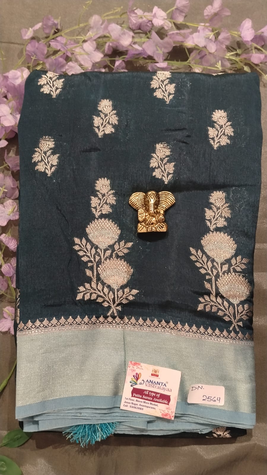 Dark Green Raw Mango Silk Saree with Zari Work