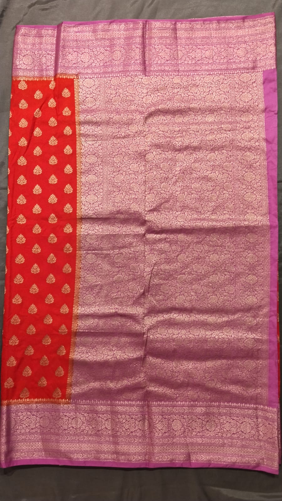 Red Raw Silk Saree with Small Butta Design