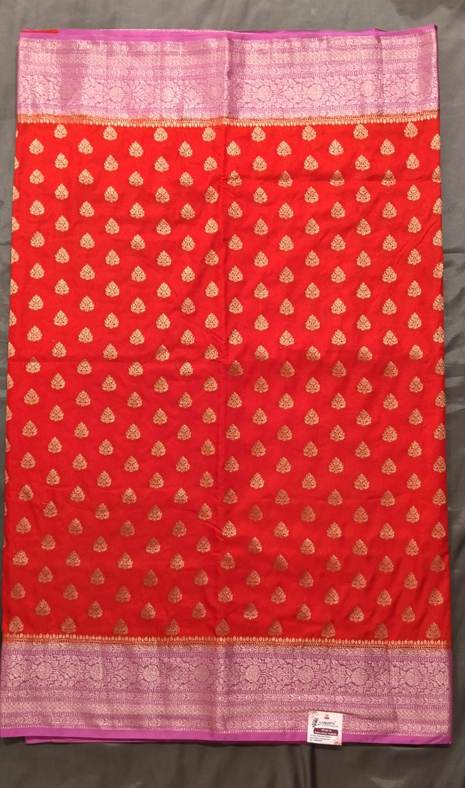 Red Raw Silk Saree with Small Butta Design