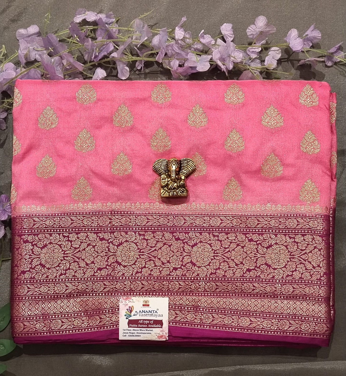 Red Raw Silk Saree with Small Butta Design